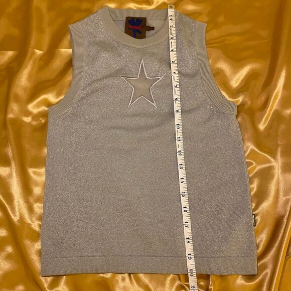 Heaven by Marc Jacobs Women's Silver Glitter Knit Tank Top - Picture 7 of 7